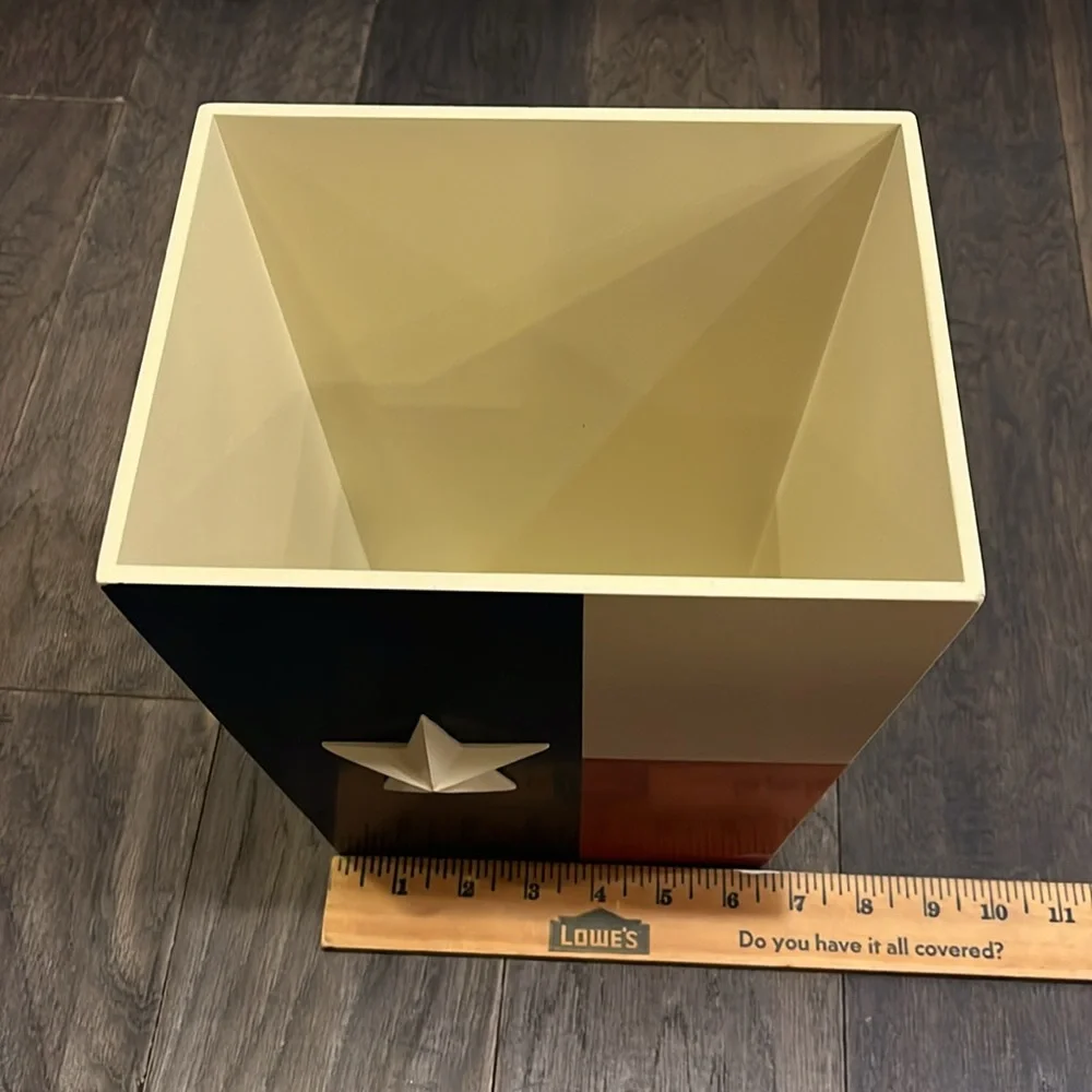 Texas State Flag Wastebasket Trash Can wooden